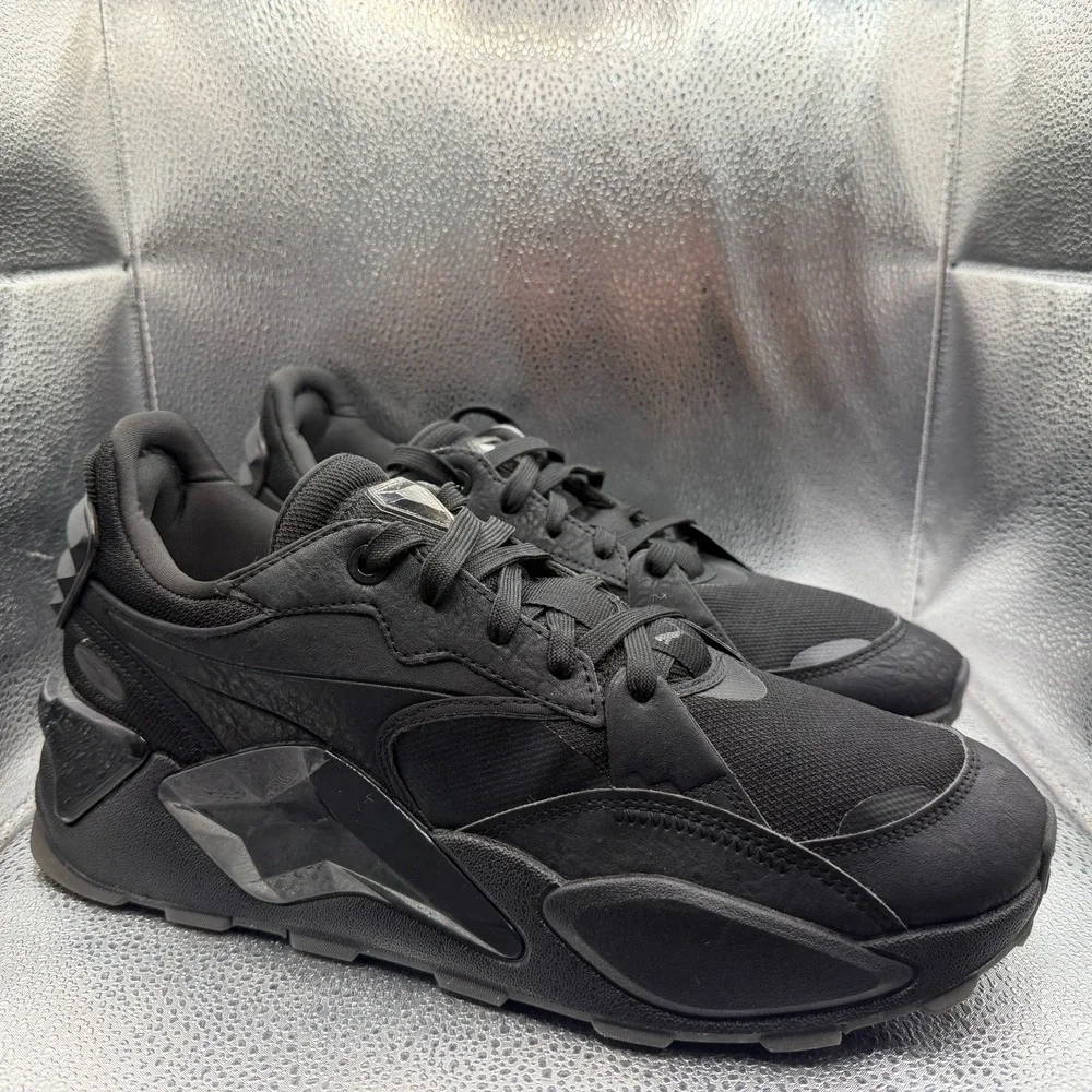 Size 13 Puma RS-XL Diamond Forever All‎ Triple Black Gray Mens Shoes 392401-02